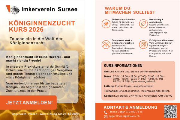 FlyerKoeniginnenzuchtKurs2026 ImkervereinSursee
